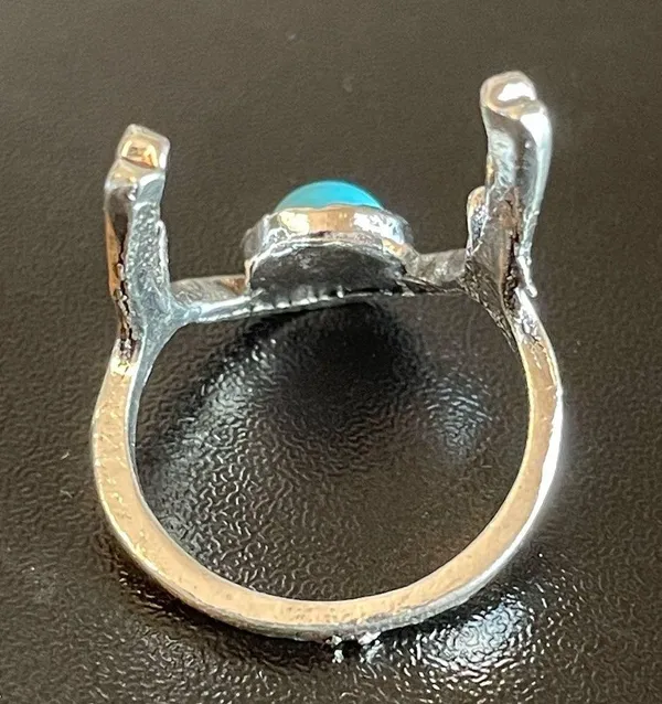 Turquoise stone silver antler ring size 5.5 - Image 4