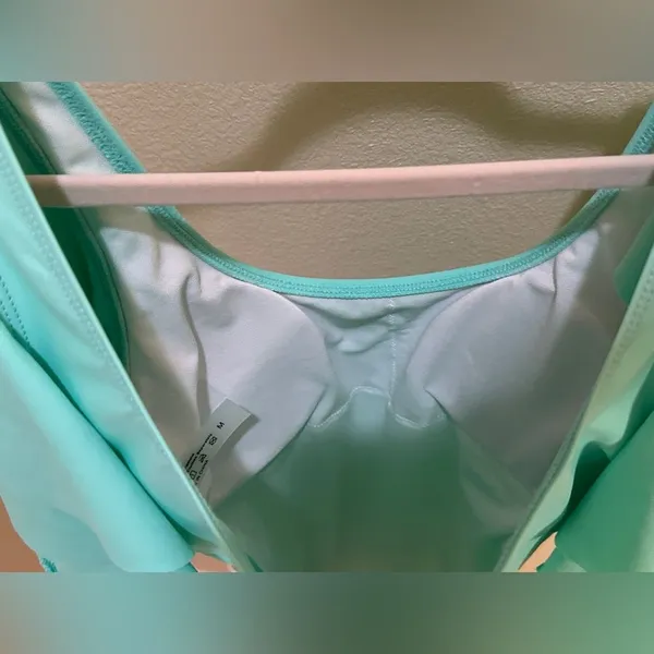 Teal One Piece Summer Ruffle Sleeve Padded Swimsuit Women's Size Medium - Image 7