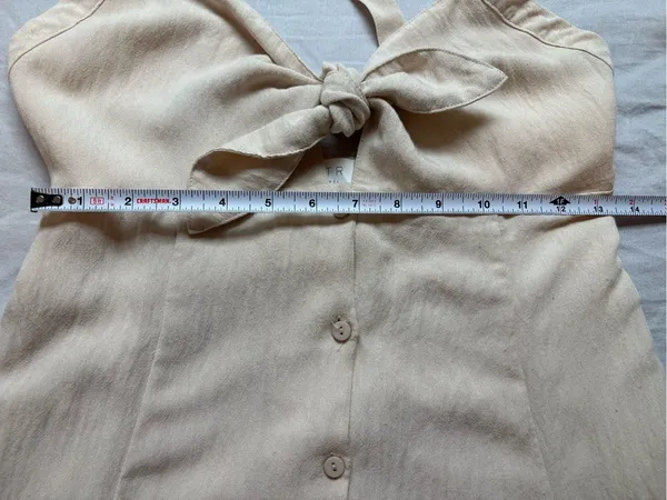 ASTR The Label Linen Blend Tie Front Button Midi Dress Small - Image 10
