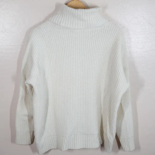Lauren Ralph‎ Lauren Black Label Wool Cream Waffle Knit Turtleneck Sweater XL - Image 3
