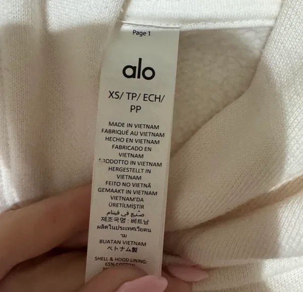Alo Yoga Cropped Hoodie cream - Image 3