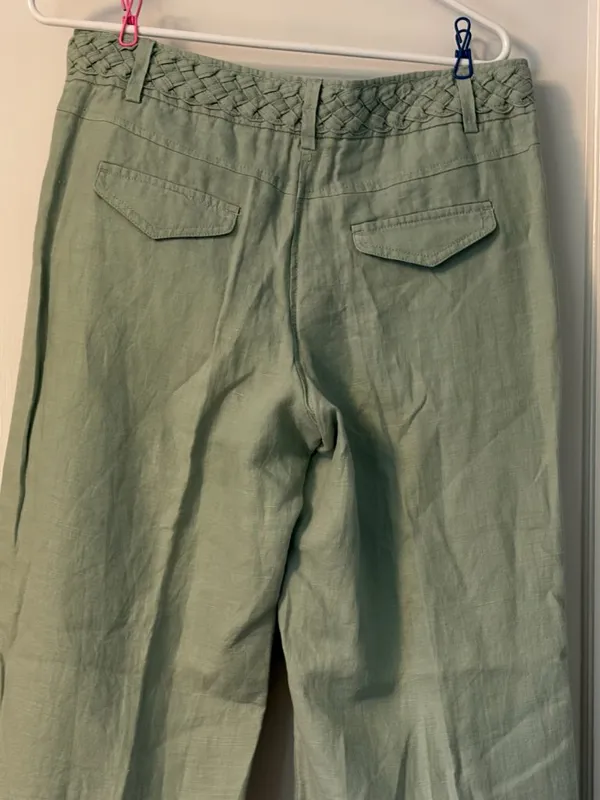 Anthropologie 100% linen sage green pants size 12 NWT minimalist - Image 4