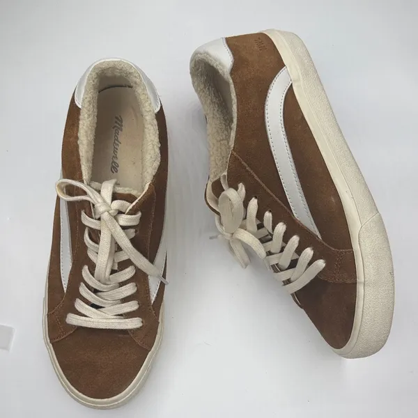 Madewell Sidewalk Low-Top Sneakers in Suede and Sherpa S-459 Sz 9.5 - Image 2