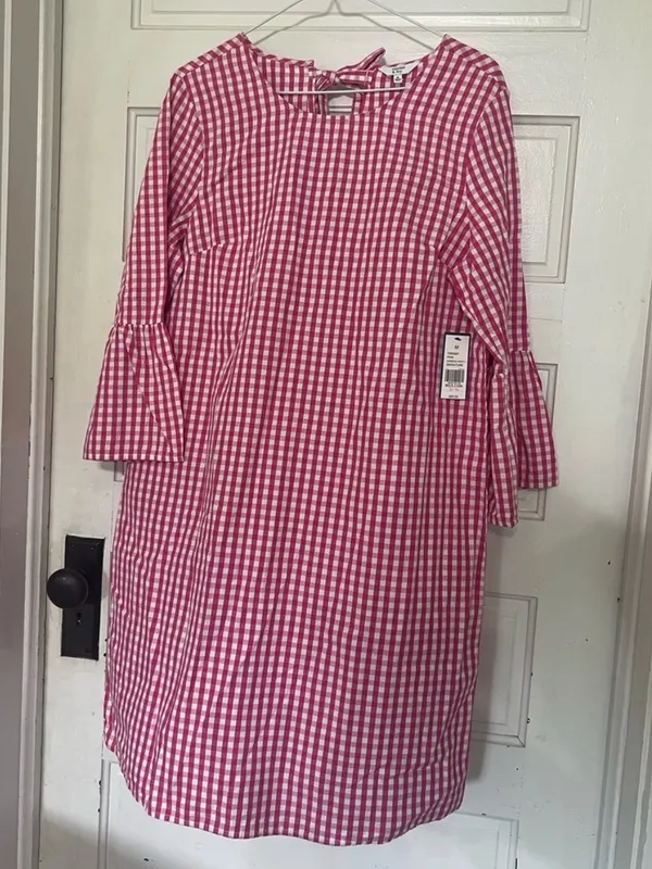 Crown & Ivy Pink Gingham Garden Party Dress Size M - Image 2