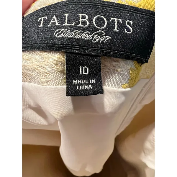 Talbots Womens Tweed Pencil Skirt Yellow White Knee Length Business Casual Sz 10 - Image 7
