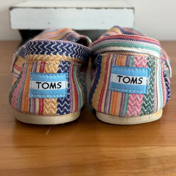 TOMS Classic‎ Alpargata Multi Color Woven Stripe Chevron Slip On Shoes Womens 7 - Image 6