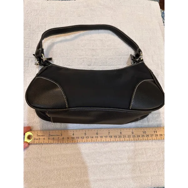 Victoria's Secret Black Nylon Baguette Shoulder Bag Y2K Contrast Stitch Small - Image 5