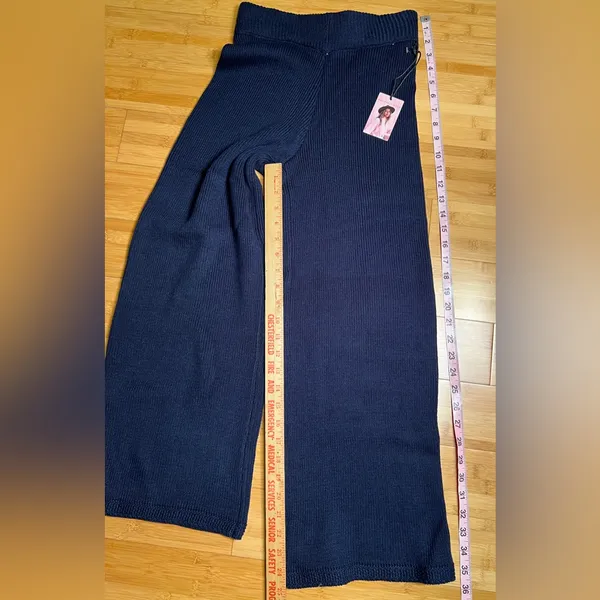 Sincerely Jules Women’s 2Pc Navy Knit Sweater Set,Vest+Wide/Flare leg Pants|SZ:S - Image 14