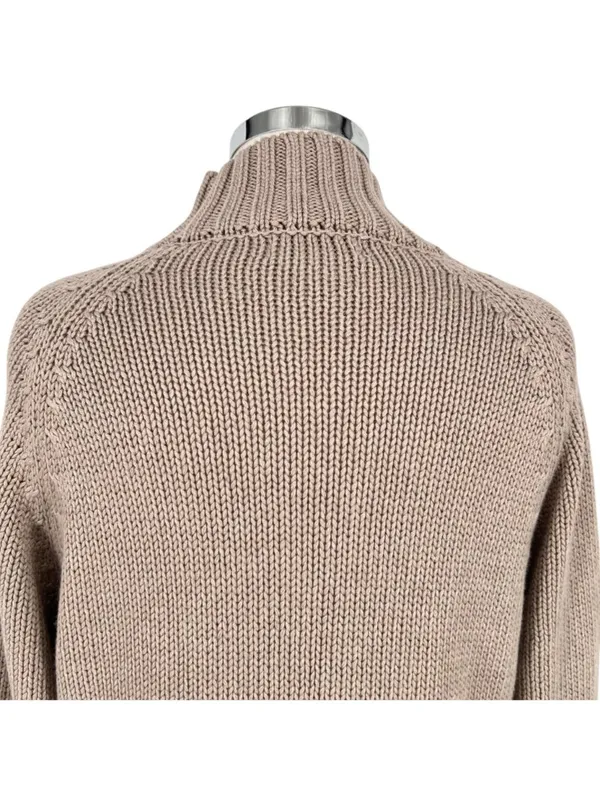 Nanette Lepore Cable Knit Mock Neck Sweater Beige Greige Coastal Cozy Size Small - Image 11