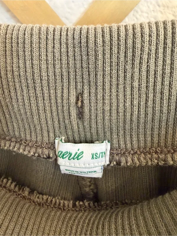 aerie Ribbed Olive Green Corded Drawstring Jogger Sweatpants XS - Image 4