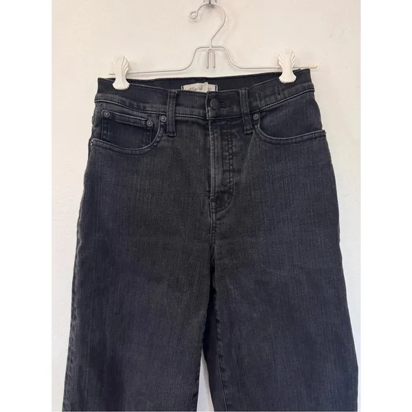 Madewell The Perfect Vintage Wide Leg High-Rise Black Wash Jeans Sz 25 - Image 4