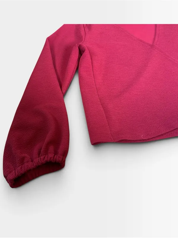 Madewell Raspberry Wrap V-Neck Long Sleeve - Image 4