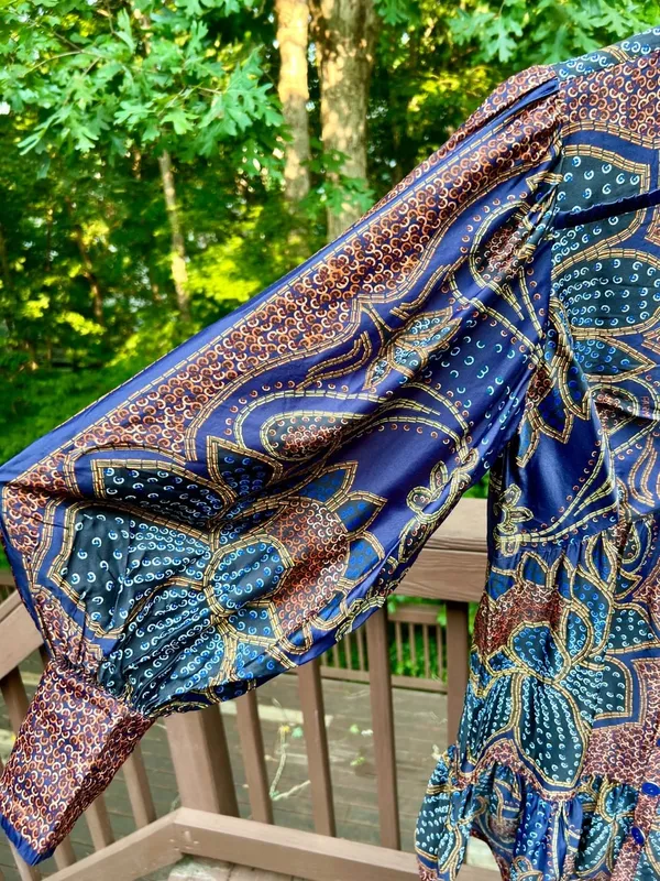 NWOT FARM Rio Floral Paisley Ruffles Mini Dress Glam Boho Long Sleeve Size S - Image 5