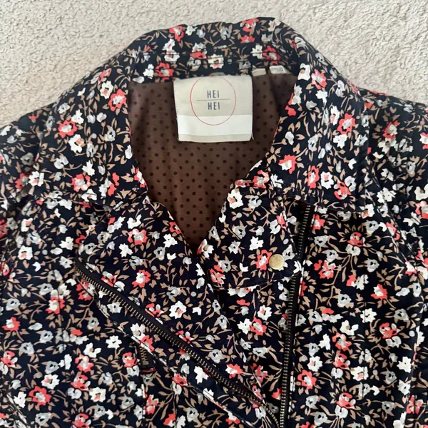 Anthropologie Hei Hei Tinsley Floral Moto Jacket Zip Cropped Fitted Womens Sz 6 - Image 6