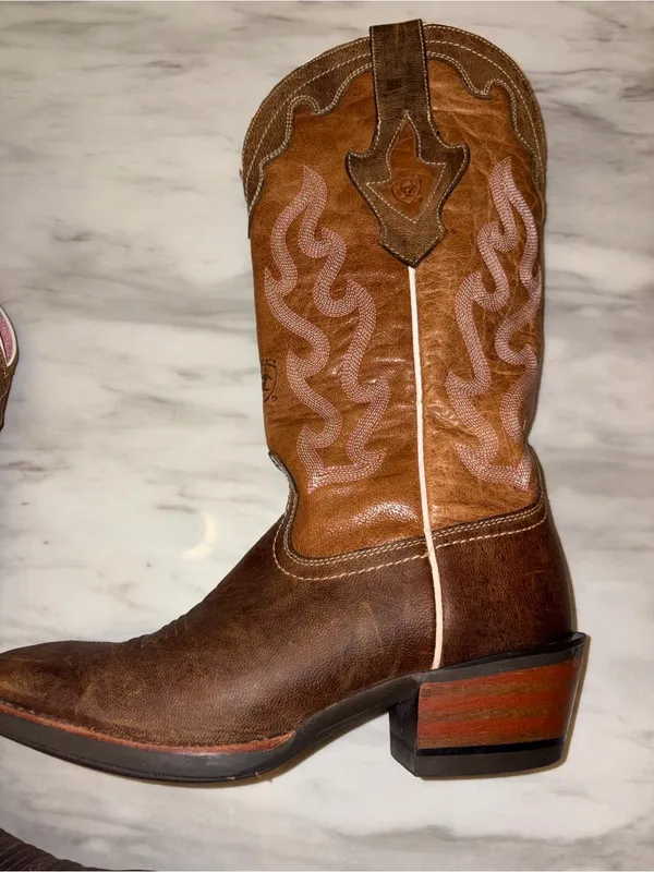 Ariat Quickdraw Western Boots Leather Pink Details Size 6.5 - Image 10
