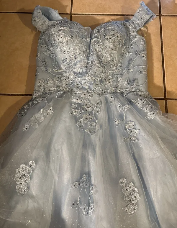 Blue Lace Prom Dress Size M - Image 3