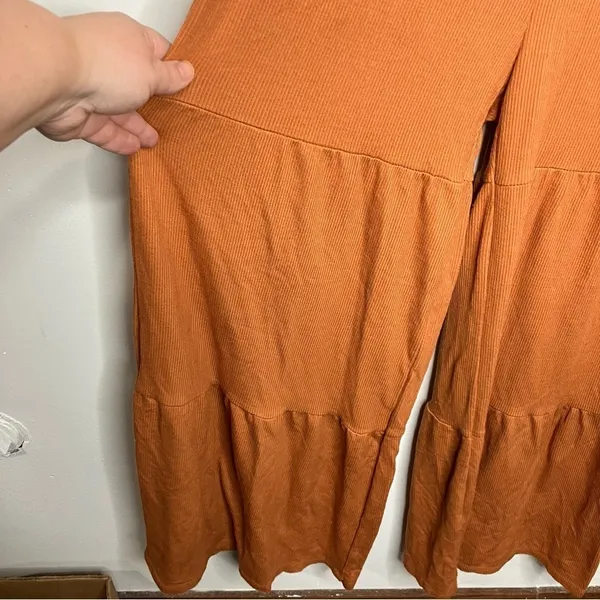 Anthropologie Saturday Sunday ribbed tiered jumpsuit rust‎ colored size XS - Image 6
