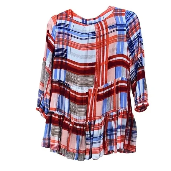 Maeve Peplum Top Red White Blue‎ Small - Image 3