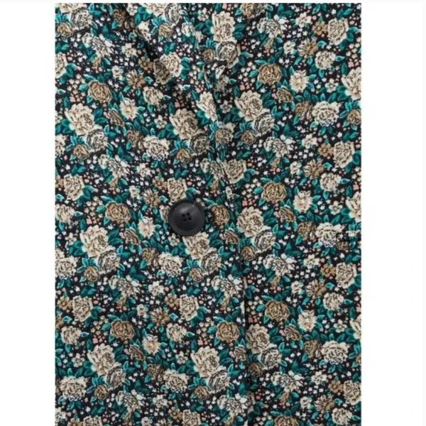 Mango MNG Floral Print Longline Blazer One Button Oversized Women's XXS - Image 7