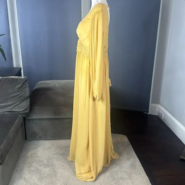 Women’s Full Length Long Sleeve Chiffon V-Neck Formal Dress Corset Back Size 16 - Image 7