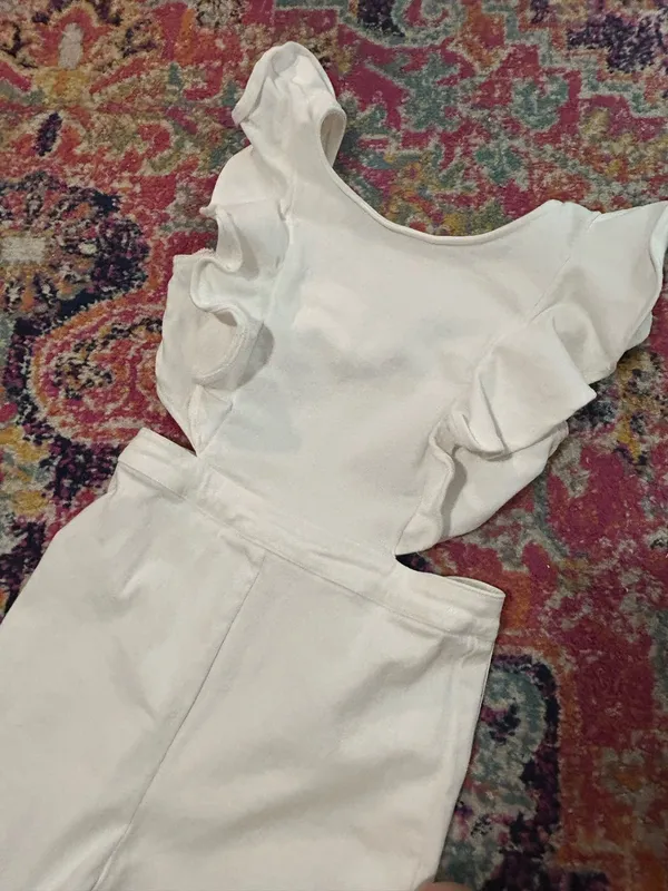 Boot Barn White Denim Jumpsuit Size M - Image 3