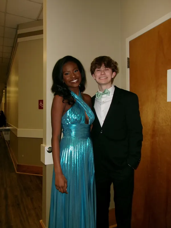 Metallic Prom Dress Blue Size 0 - Image 2
