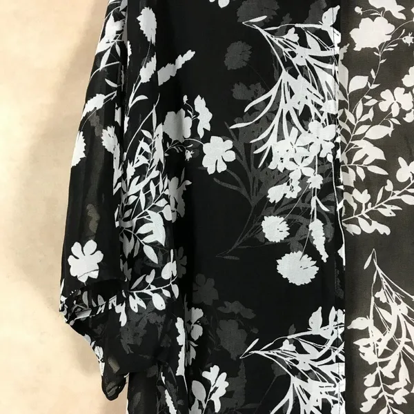 Calvin Klein Black White Floral Chiffon Cover-up Cardigan NWT 4 - Image 12