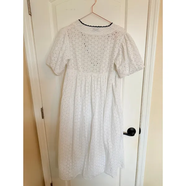 Urban Outfitters Eyelet Dress Women Small White Boho Crochet Button Midi Dress‎ - Image 11