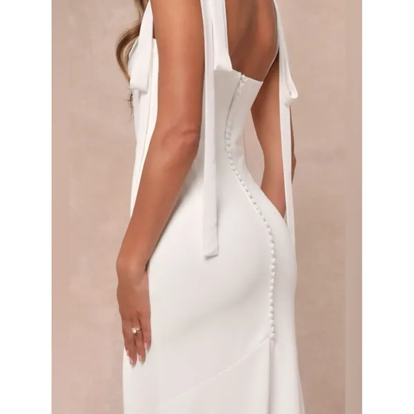 Lulus Splendid Love White Bustier Tie-Strap Mermaid Maxi Dress Size Medium Bride - Image 4