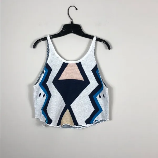 Somedays Lovin Tribal Knit Tank Top Scallop Hem Cotton Boho Size Small NWT - Image 8