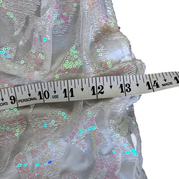 Lucy In the Sky Clarabelle‎ Iridescent Sequin Dress Sz S White Fairy Lace - Image 7