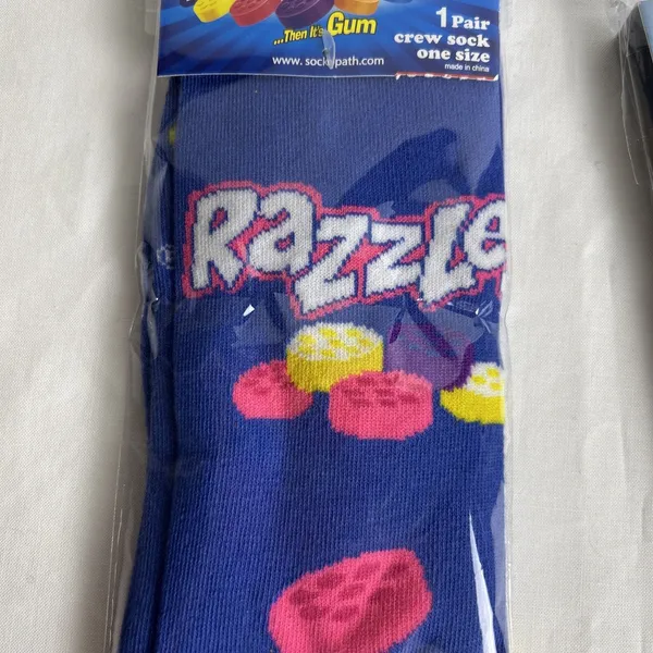 New Classic Candy Crew Socks Size 8/9-12/13 Razzles Gum Airheads Fluffy Stuff - Image 4