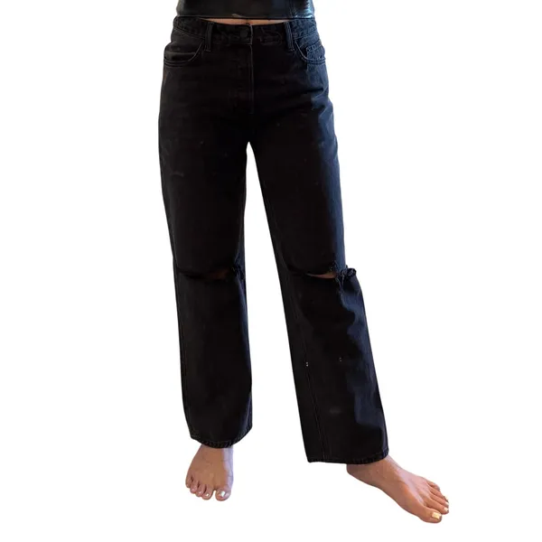 GRLFRND Amanda Mid Rise Loose Boyfriend Jeans Black Size 27 NWT - Image 8
