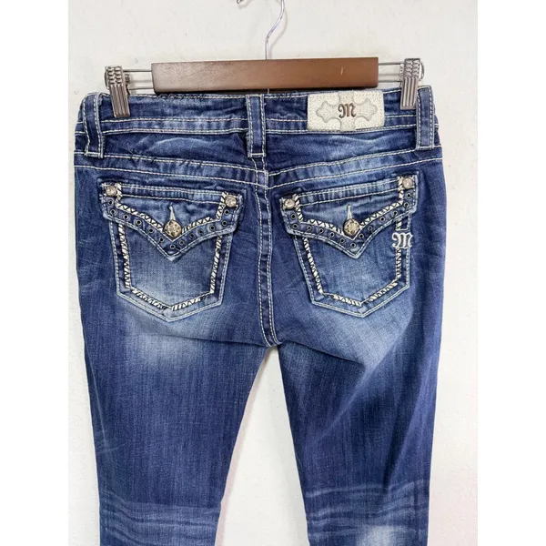 Miss Me Jeans MP7273T Mid Rise Straight Leg Women's 27 x 31 Inseam Western Y2K - Image 5