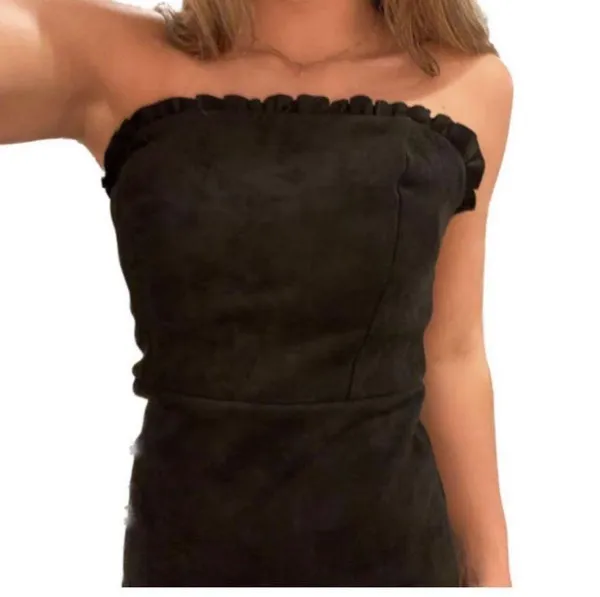 She + Sky Suede Black Dress - Image 3