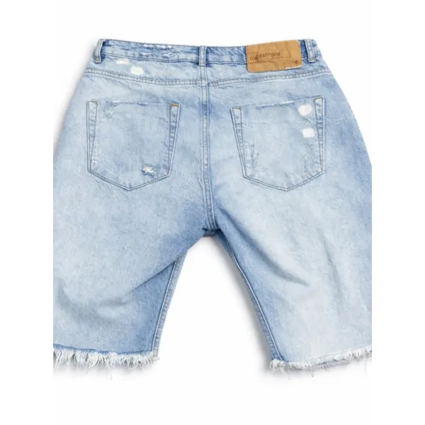 One Teaspoon Bandits Trucker Denim Distressed Raw Hem jorts Size 27 - Image 7