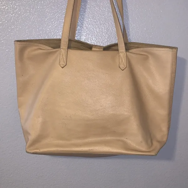 Old Navy Beige Faux Leather Tote Bag - Image 2