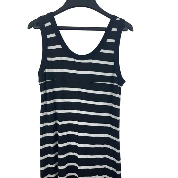 Karen By Karen Kane Black White Stripe Sleeveless Sequin Pocket Maxi Dress S - Image 6