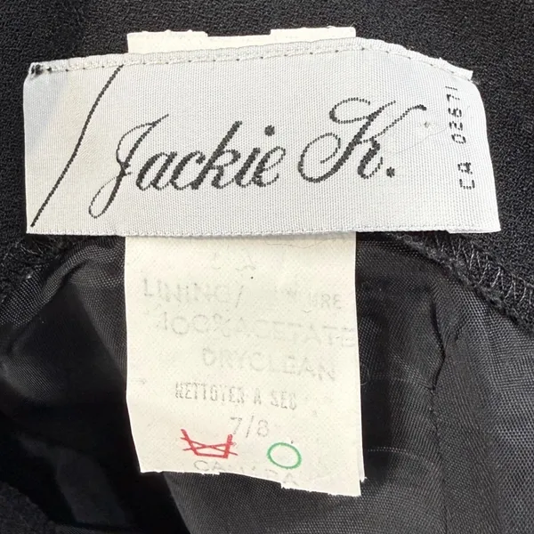 Vintage Jackie K Black Spaghetti Strap Godet‎ Hem Formal Midi Dress Size 7/8 - Image 3