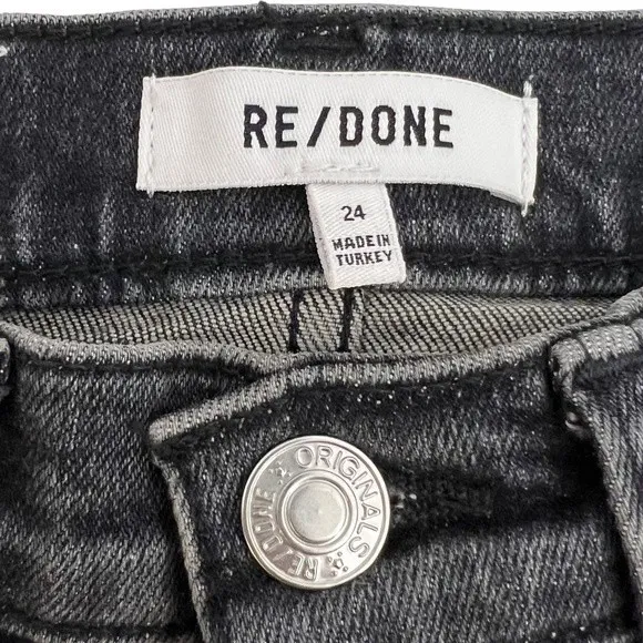 RE/DONE 90S High Rise Straight Leg Jeans in Stoned Noir Black Women's Size 24 - Image 9