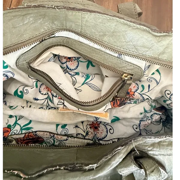 Schuler & Sons Philadelphia Anthropologie Sage Green Pebbled Leather Satchel Bag - Image 13