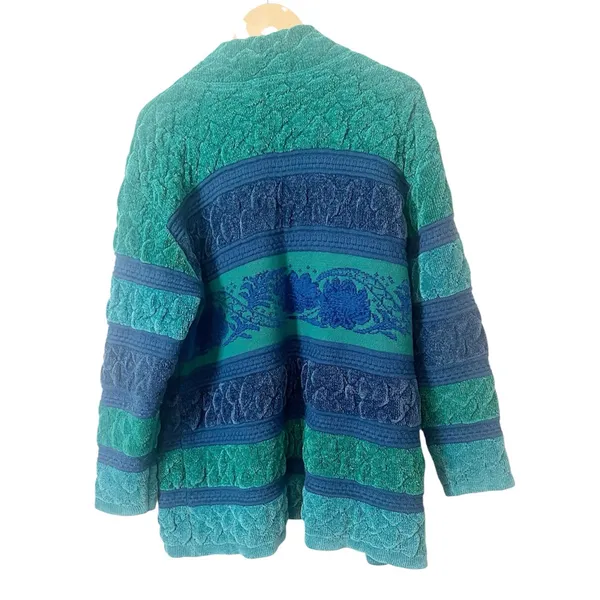 Vintage Mark Fore & Strike Blue and Green Wool‎ Blend Chunky Cardigan Sweater - Image 2