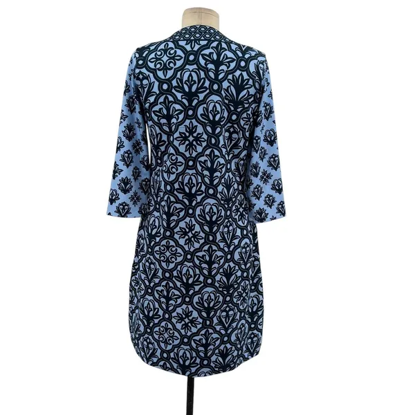 Gretchen Scott Split Neck Dress Mosaic‎ Tile Print Blue Size XS - Image 8