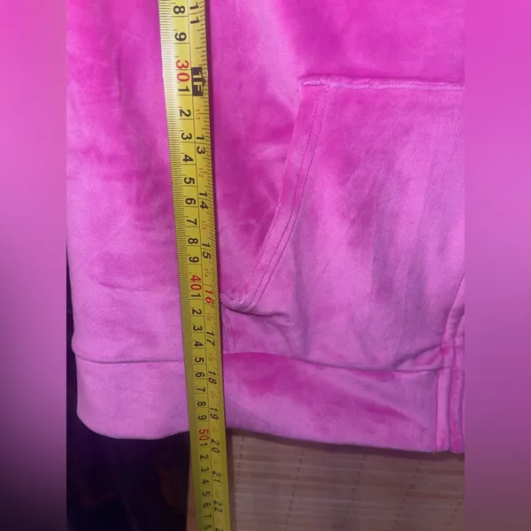 Victoria's Secret On Point Plush Velour Bright Pink Full Zip Logo Hoodie large - Image 7
