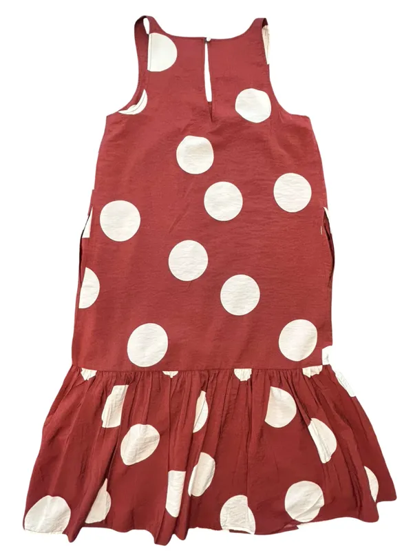 Anthropologie Michaela Flounced Merlot brown W white PolkaDot Dress flowy midi S - Image 5