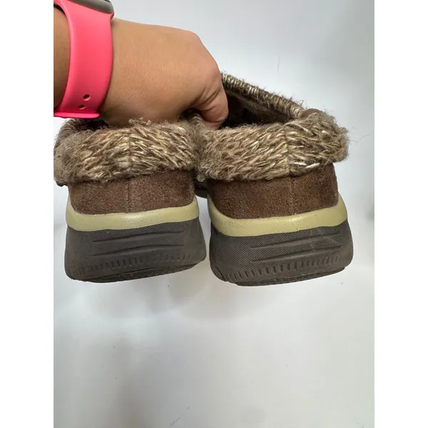 Skechers Mule Sneakers Womens 9.5 Brown Excellent Knit Collar Memory Foam sip on - Image 4