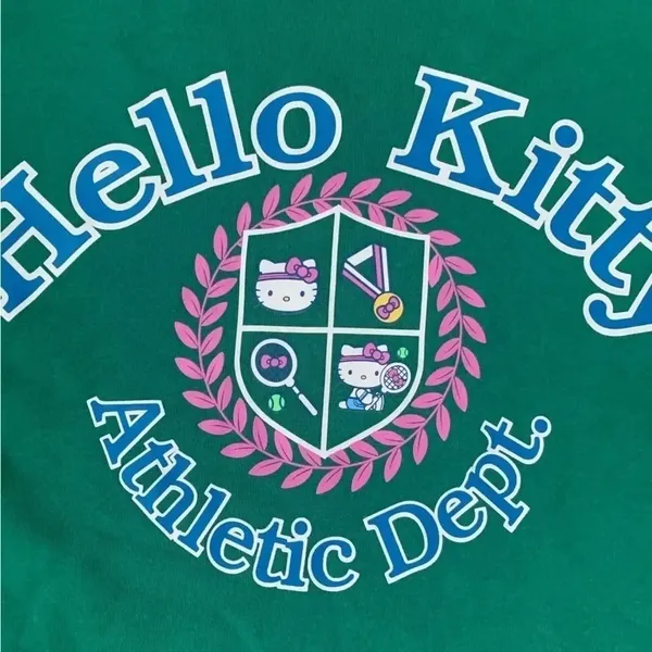 Hello Kitty Athletic Dept.‎ Graphic Sweatshirt - Size L - Green - NWT - Image 5
