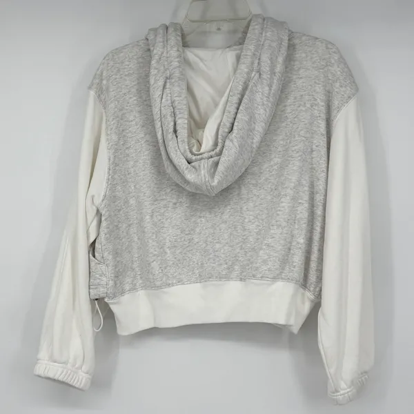 FP Movement‎ Free People Gray White Cropped Zip Up Hoodie Sweatshirt Small - Image 2