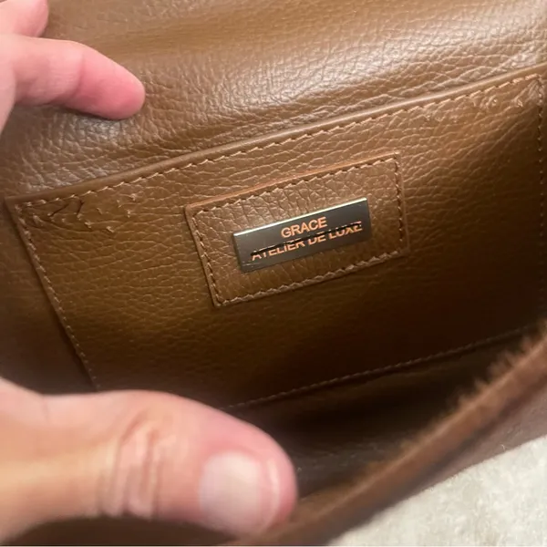 Grace Atelier de luxe ‎ Brown Clutch Bag Purse Snap Closure - Image 5