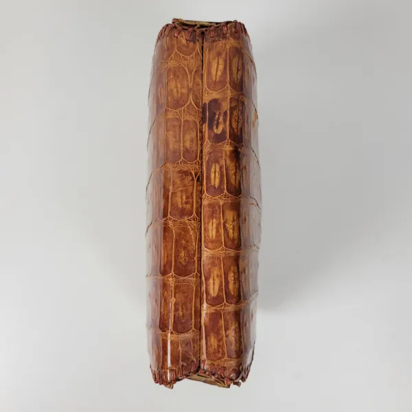 Vintage Womens Genuine Alligator Skin Leather Clutch Purse Cognac Brown Handmade - Image 10